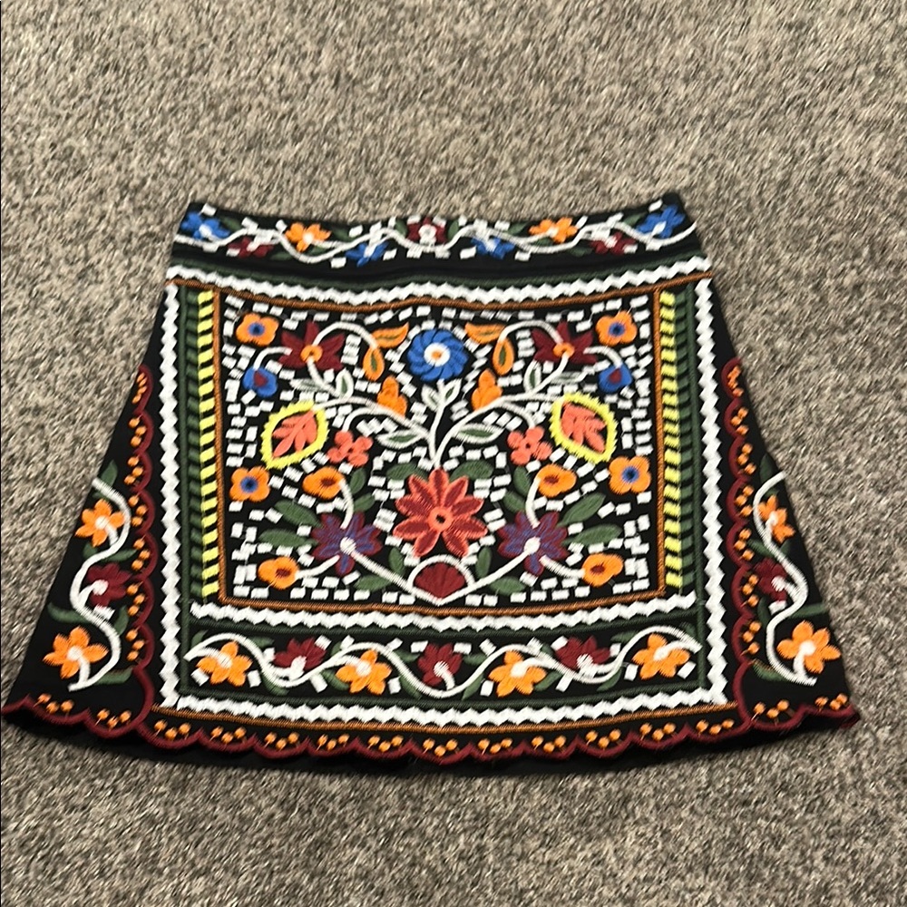 Lulus Mini Denim Embroidered Skirt